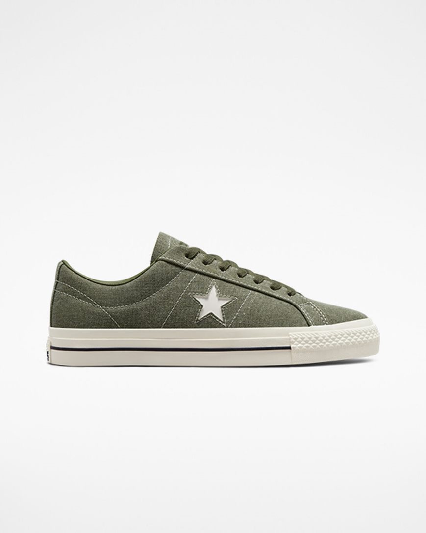 Men\'s Converse CONS One Star Pro Heavyweight Canvas Skate Shoes Olive / Black | AU 381CEG